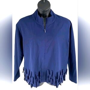 Truth + Style Zip-Front Jacket with Novelty Fringe Navy Size S. #281